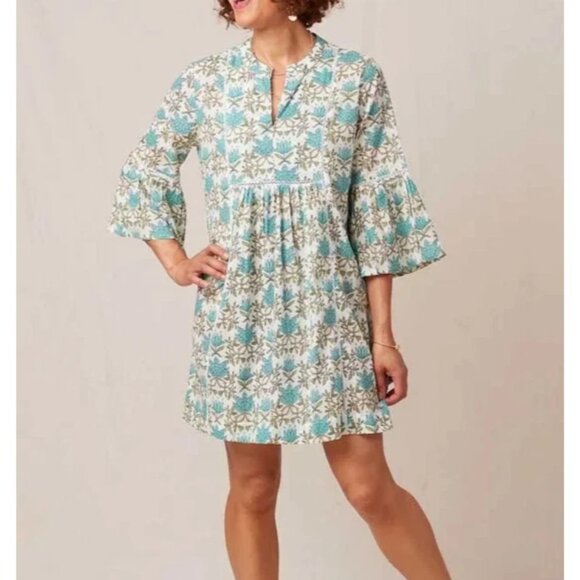 BLUTHREADS x ROCKFLOWERPAPER TILLY BLUE GREEN BEACH DRESS - Picture 2 of 10